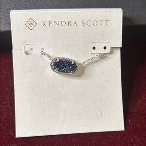 Kendra Scott Elisa Silver necklace with Dark Blue Stone
